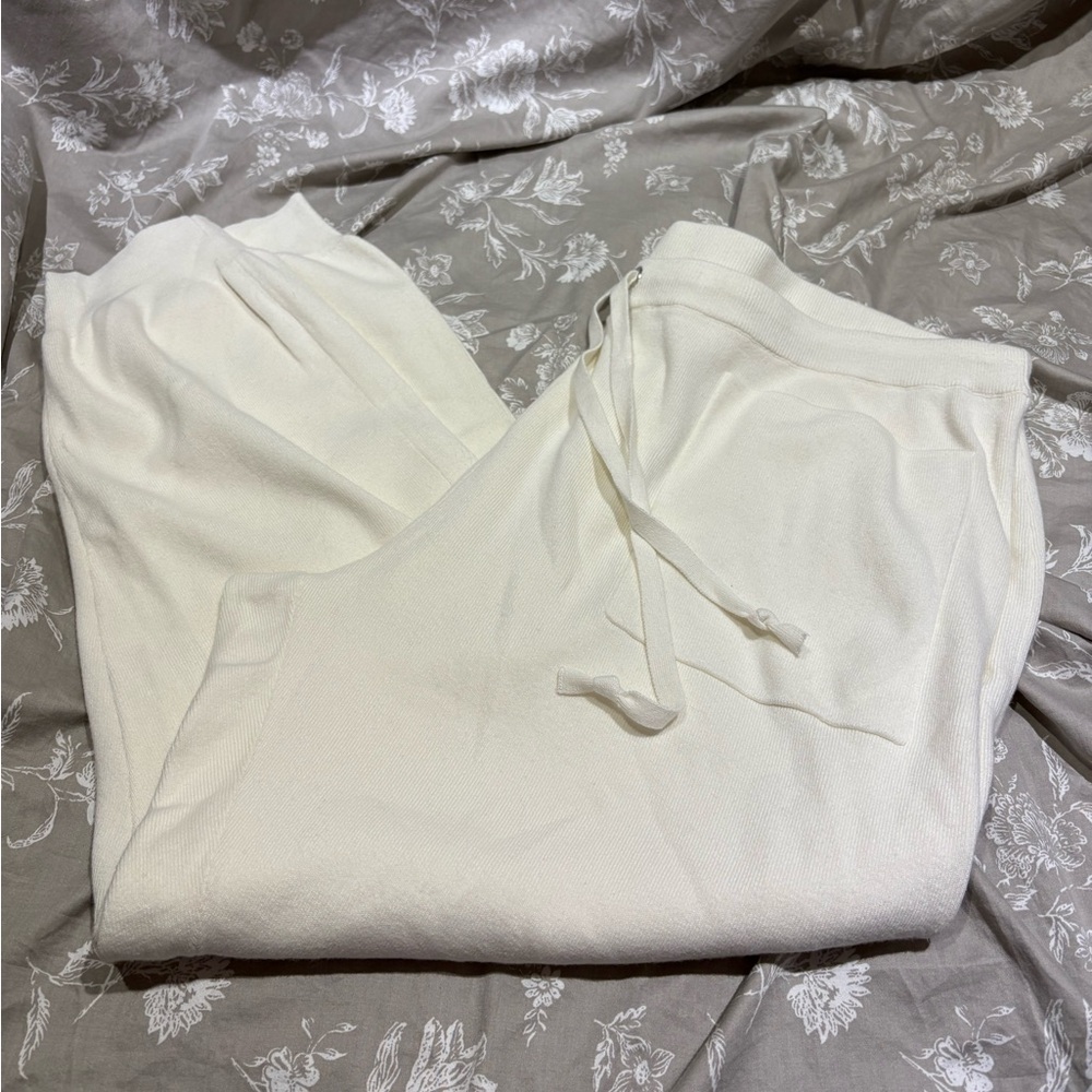 NWT Chico’s winter white cotton cashmere sweater pants joggers 4 XL 18 20